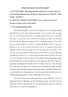 SKKN Biện pháp phát huy tính tích cực, sáng tạo của trẻ 4 tuổi trong hoạt động giáo dục Âm Nhạc ở Trường Mầm non Thanh Nê - Kiến Xương - Thái Bình