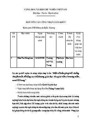 SKKN Một số biện pháp bồi dưỡng chuyên môn để nâng cao chất lượng giáo dục cho giáo viên ở Trường Mầm non Vũ Trung