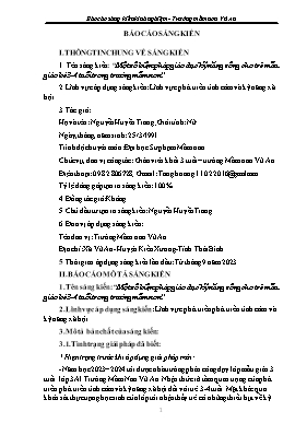 SKKN Một số biện pháp giáo dục kỹ năng sống cho trẻ mẫu giáo bé 3-4 tuổi trong Trường Mầm non Vũ An