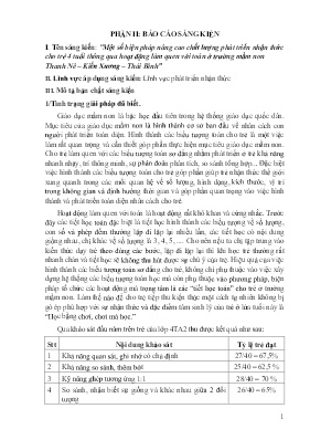SKKN Một số biện pháp nâng cao chất lượng phát triển nhận thức cho trẻ 4 tuổi thông qua hoạt động làm quen với toán ở Trường Mầm non Thanh Nê – Kiến Xương – Thái Bình