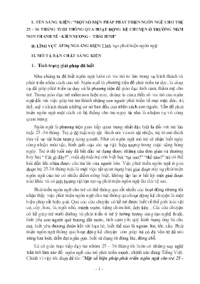 SKKN Một số biện pháp phát triển ngôn ngữ cho trẻ 25 - 36 tháng tuổi thông qua hoạt động kể chuyện ở Trường Mầm non Thanh Nê - Kiến Xương - Thái Bình
