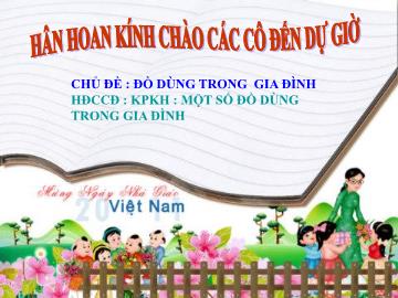 Bài giảng Mầm non Lớp Chồi - Khám phá khoa học: 1 Số đồ dùng trong gia đình