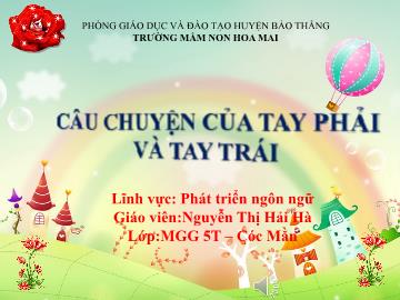 Bài giảng Mầm non Lớp Lá - Câu chuyện của tay phải và tay trái - Nguyễn Thị Hải Hà