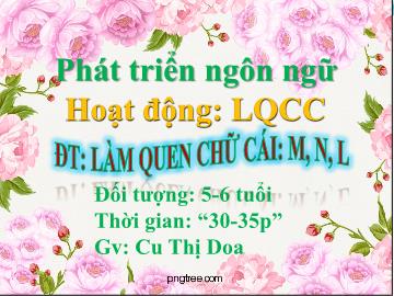 Bài giảng Mầm non Lớp Lá - Đề tài: Làm quen chữ cái M,N,L - Cu Thị Doa