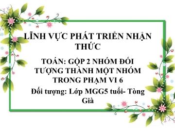 Bài giảng Mầm non Lớp Lá - Toán: Gộp 2 nhóm đối tượng thành 1 nhóm trong phạm vi 6
