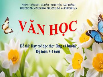 Bài giảng Mầm non Lớp Mầm - Đề tài: Dạy trẻ đọc thơ Ong và bướm - Trường Mầm non Hoa Phượng Đỏ