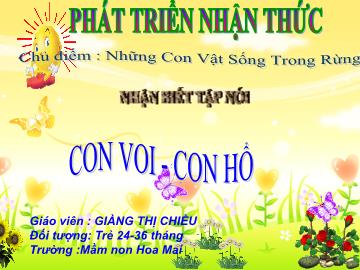 Bài giảng Mầm non Lớp Nhà trẻ - Nhận biết tập nói: Con voi. Con hổ - Giàng Thị Chiều