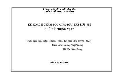 Giáo án Mầm non Lớp Chồi - Chủ đề: Động vật - Năm học 2023-2024 - Lương Thị Phương