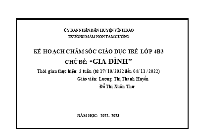 Giáo án Mầm non Lớp Chồi - Chủ đề: Gia đình - Năm học 2022-2023 - Lương Thị Thanh Huyền
