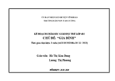 Giáo án Mầm non Lớp Chồi - Chủ đề: Gia đình - Năm học 2023-2024 - Hà Thị Kim Dung