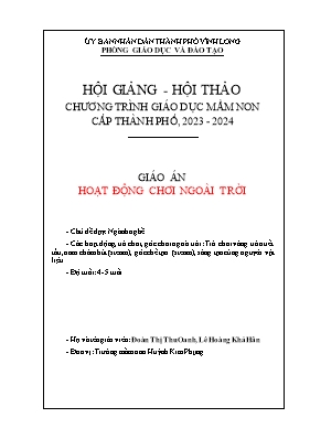 Giáo án Mầm non Lớp Chồi - Chủ đề: Ngành nghề - Năm học 2023-2024 - Đoàn Thị Thu Oanh