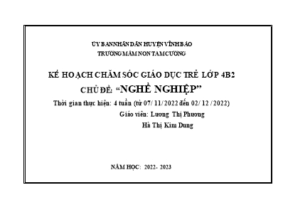 Giáo án Mầm non Lớp Chồi - Chủ đề: Nghề nghiệp - Năm học 2022-2023 - Lương Thị Phương