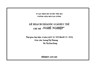 Giáo án Mầm non Lớp Chồi - Chủ đề: Nghề nghiệp - Năm học 2023-2024 - Lương Thị Phương