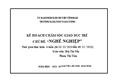 Giáo án Mầm non Lớp Chồi - Chủ đề: Nghề nghiệp - Năm học 2023-2024 - Bùi Thị Yến