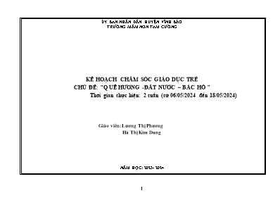 Giáo án Mầm non Lớp Chồi - Chủ đề: Quê hương. Đất nước. Bác Hồ - Năm học 2023-2024 - Lương Thị Phương