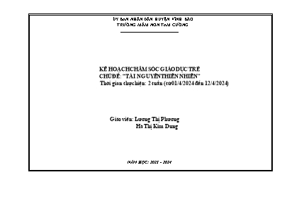 Giáo án Mầm non Lớp Chồi - Chủ đề: Tài nguyên thiên nhiên - Năm học 2023-2024 - Lương Thị Phương