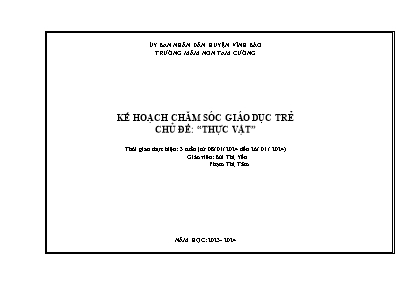 Giáo án Mầm non Lớp Chồi - Chủ đề: Thực vật - Năm học 2023-2024 - Bùi Thị Yến