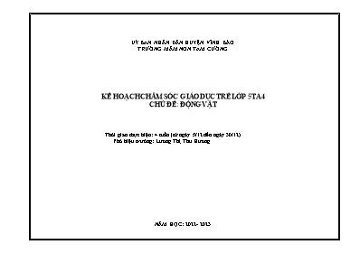 Giáo án Mầm non Lớp Lá - Chủ đề: Động vật - Năm học 2022-2023 - Lương Thị Thu Hương