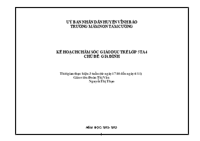 Giáo án Mầm non Lớp Lá - Chủ đề: Gia đình - Năm học 2022-2023 - Đoàn Thị Vân
