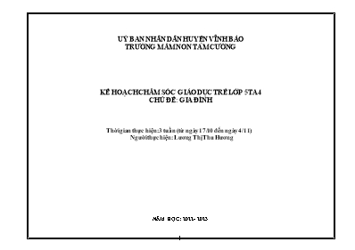 Giáo án Mầm non Lớp Lá - Chủ đề: Gia đình - Năm học 2022-2023 - Lương Thị Thu Hương