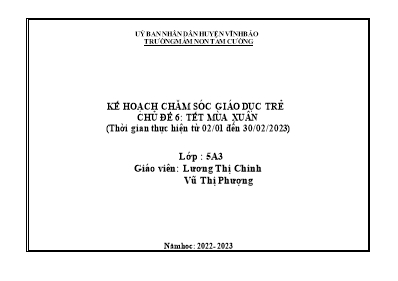 Giáo án Mầm non Lớp Lá - Chủ đề: Tết. Mùa xuân - Năm học 2022-2023 - Lương Thị Chinh