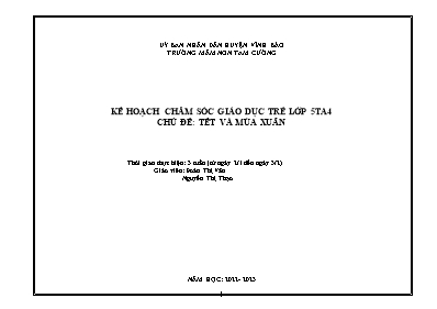 Giáo án Mầm non Lớp Lá - Chủ đề: Tết và mùa xuân - Năm học 2022-2023 - Đoàn Thị Vân