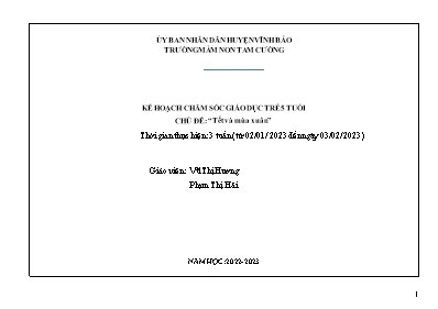 Giáo án Mầm non Lớp Lá - Chủ đề: Tết và mùa xuân - Năm học 2022-2023 - Vũ Thị Hương