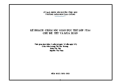 Giáo án Mầm non Lớp Lá - Chủ đề: Tết và mùa xuân - Năm học 2022-2023 - Lương Thị Thu Hương
