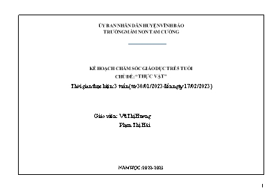 Giáo án Mầm non Lớp Lá - Chủ đề: Thực vật - Năm học 2022-2023 - Vũ Thị Hương