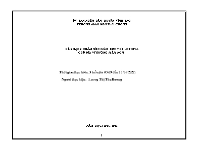 Giáo án Mầm non Lớp Lá - Chủ đề: Trường Mầm non - Năm học 2022-2023 - Lương Thị Thu Hương