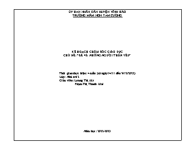 Giáo án Mầm non Lớp Nhà trẻ - Chủ đề: Bé và những người thân yêu - Năm học 2022-2023 - Lương Thị My