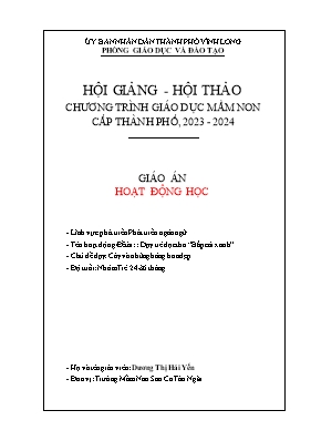 Giáo án Mầm non Lớp Nhà trẻ - Chủ đề: Cây và những bông hoa đẹp - Năm học 2023-2024 - Dương Thị Hải Yến