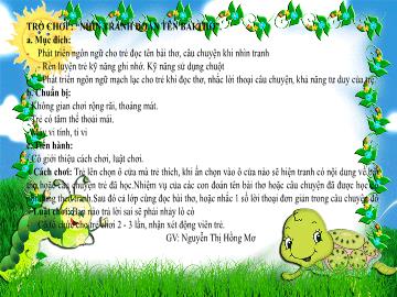Bài giảng Mầm non Lớp Mầm - Trò chơi: Nhìn tranh đoán tên bài thơ + Ô cửa bí mật (Nguyễn Thị Hồng Mơ)