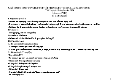 Kế hoạch bài dạy Lớp Mầm - Chủ đề nhánh: Bé vui học luật giao thông