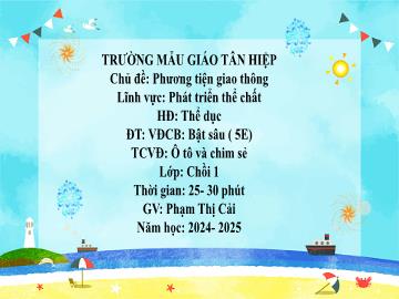 Bài giảng Mầm non Lớp Chồi - Chủ đề: Phương tiện giao thông - Năm học 2024-2025 - Phạm Thị Cải