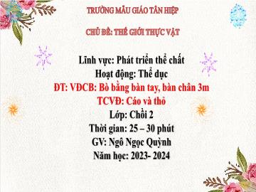Bài giảng Mầm non Lớp Chồi - Chủ đề: Thế giới thực vật - Năm học 2023-2024 - Ngô Ngọc Quỳnh
