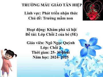 Bài giảng Mầm non Lớp Chồi - Chủ đề: Trường Mầm non - Đề tài: Lớp Chồi 2 của bé - Năm học 2024-2025 - Ngô Ngọc Quỳnh