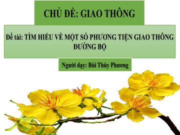 Bài giảng Mầm non Lớp Lá - Chủ đề: Giao thông - Đề tài: Tìm hiểu về 1 số phương tiện giao thông đường bộ - Bùi Thùy Phương