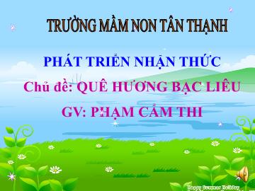 Bài giảng Mầm non Lớp Lá - Chủ đề: Quê hương Bạc Liêu - Phạm Cẩm Thi