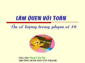 Bài giảng Mầm non Lớp Lá - Đề tài: Làm quen với Toán Ôn số lượng trong phạm vi 10 - Phạm Cẩm Thi