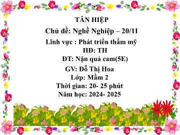 Bài giảng Mầm non Lớp Mầm - Chủ đề: Nghề Nghiệp. 20/11 - Đề tài: Nặn quả cam - Năm học 2024-2025 - Đỗ Thị Hoa