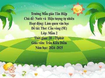 Bài giảng Mầm non Lớp Mầm - Chủ đề: Nước và hiện tượng tự nhiên - Đề tài: Thơ Cầu vồng - Năm học 2024-2025 - Trần Kiều Diễm