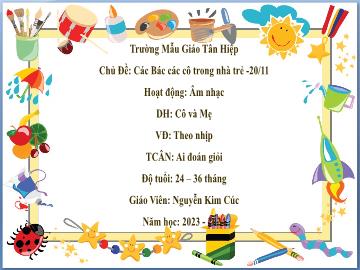 Bài giảng Mầm non Lớp Nhà trẻ - Chủ đề: Các Bác các cô trong nhà trẻ. 20/11 - Năm học 2023-2024 - Nguyễn Kim Cúc