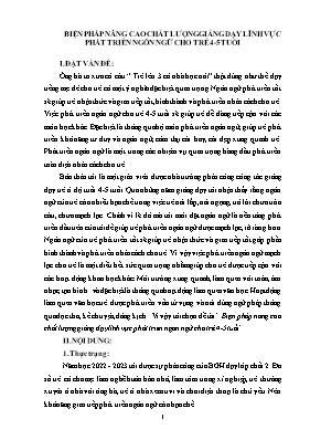 Biện pháp nâng cao chất lượng giảng dạy lĩnh vực phát triển ngôn ngữ cho trẻ 4-5 tuổi