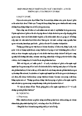 Biện pháp phát triển ngôn ngữ cho trẻ 5 – 6 tuổi thông qua tác phẩm văn học