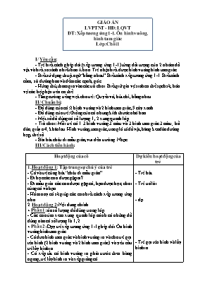 Giáo án Mầm non Lớp Chồi - Đề tài: Xếp tương ứng 1-1. Ôn hình vuông, hình tam giác