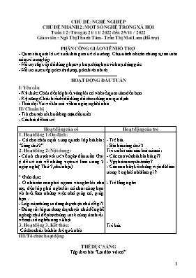 Giáo án Mầm non Lớp Chồi - Tuần 12, Chủ đề nhánh 2: Một số nghề trong xã hội - Năm học 2022-2023 - Ngô Thị Thanh Tâm