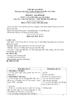 Giáo án Mầm non Lớp Chồi - Tuần 7, Nhánh 1: Gia đinh bé - Năm học 2024-2025 - Trần Thị Mai Lam
