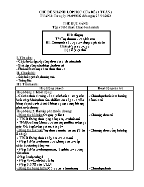 Giáo án Mầm non Lớp Lá - Tuần 3, Chủ đề nhánh: Lớp học của bé - Năm học 2022-2023 - Trần Bích Nhung