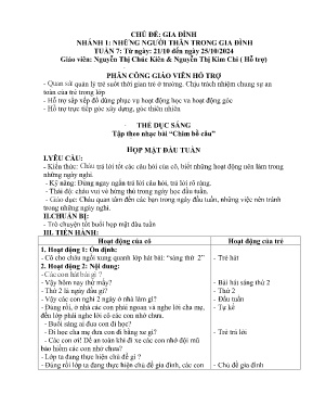 Giáo án Mầm non Lớp Lá - Tuần 7, Nhánh 1: Những người thân trong gia đình - Năm học 2024-2025 - Nguyễn Thị Chúc Kiên